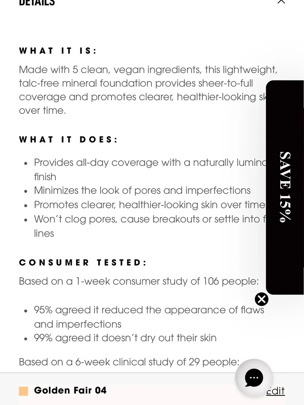 bareMinerals Original Foundation Golden Fair 04 - Beige